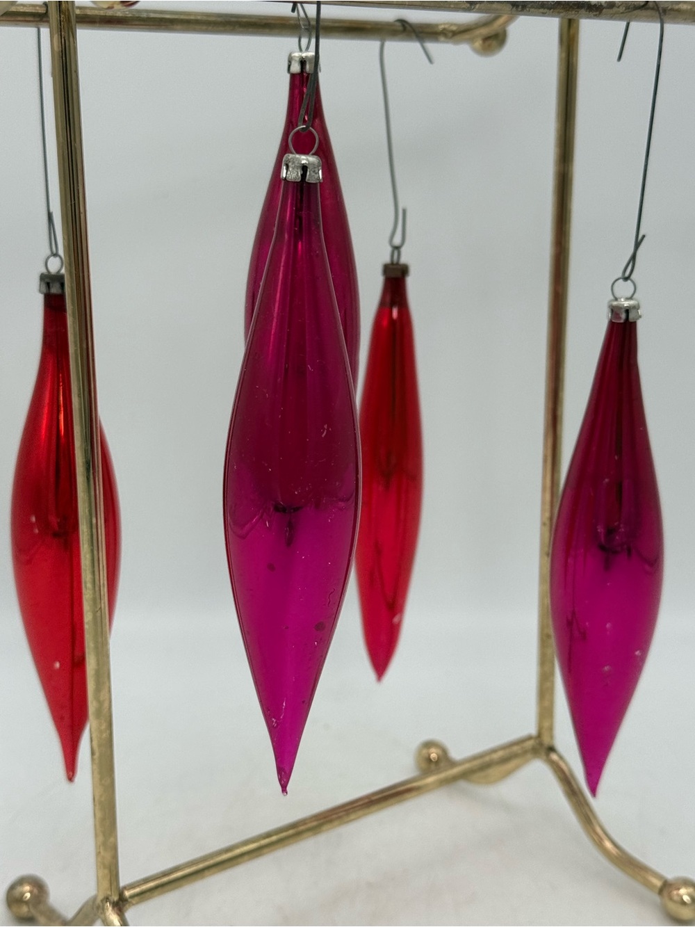 Holiday Glass Teardrop Ornaments - Pink & Red